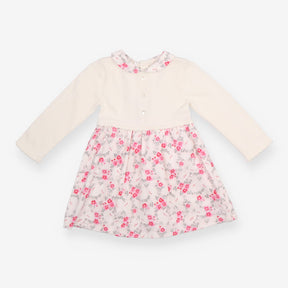 Dress knit and cord white and floral 
