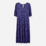 Maxi Dress Leopard Print Tiered Blue Pink