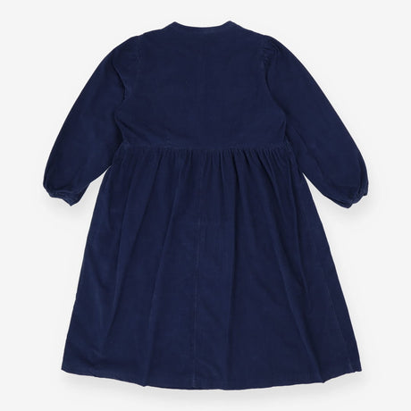 Blue Tiered Cord Dress – Zip Front, Long Sleeve