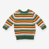 Sweater knit green yellow white stripe