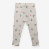 Leggings cream rib green check teddies