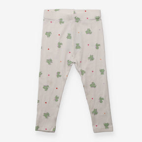 Leggings cream rib green check teddies