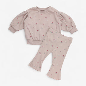 Outfit Jumper and Leggings Pink with Flower Print