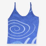 Knit Slip Dress Blue Swirl Cutout Maxi