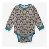 Bodysuit Long Sleeve Grey Bear Appliques