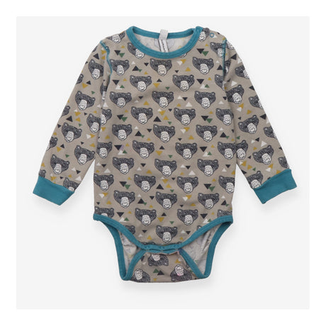 Bodysuit Long Sleeve Grey Bear Appliques