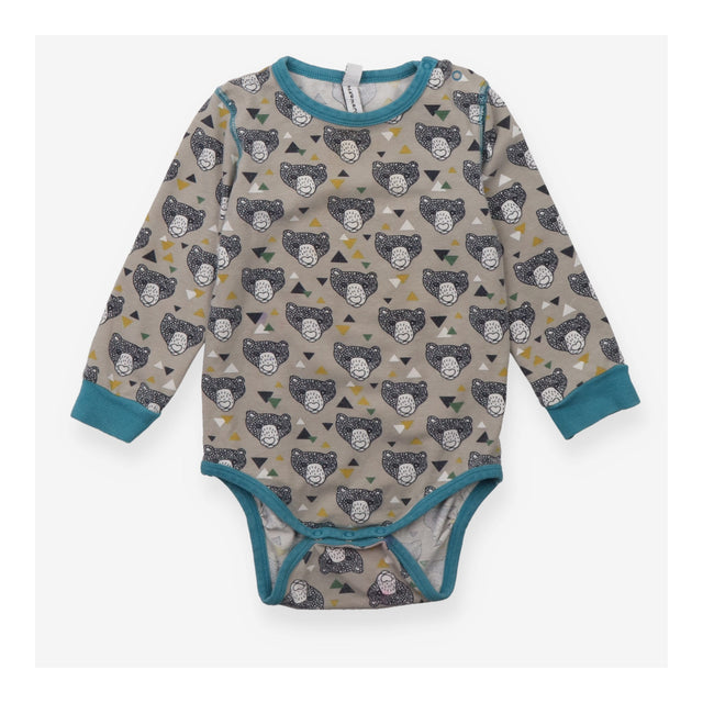 Bodysuit Long Sleeve Grey Bear Appliques