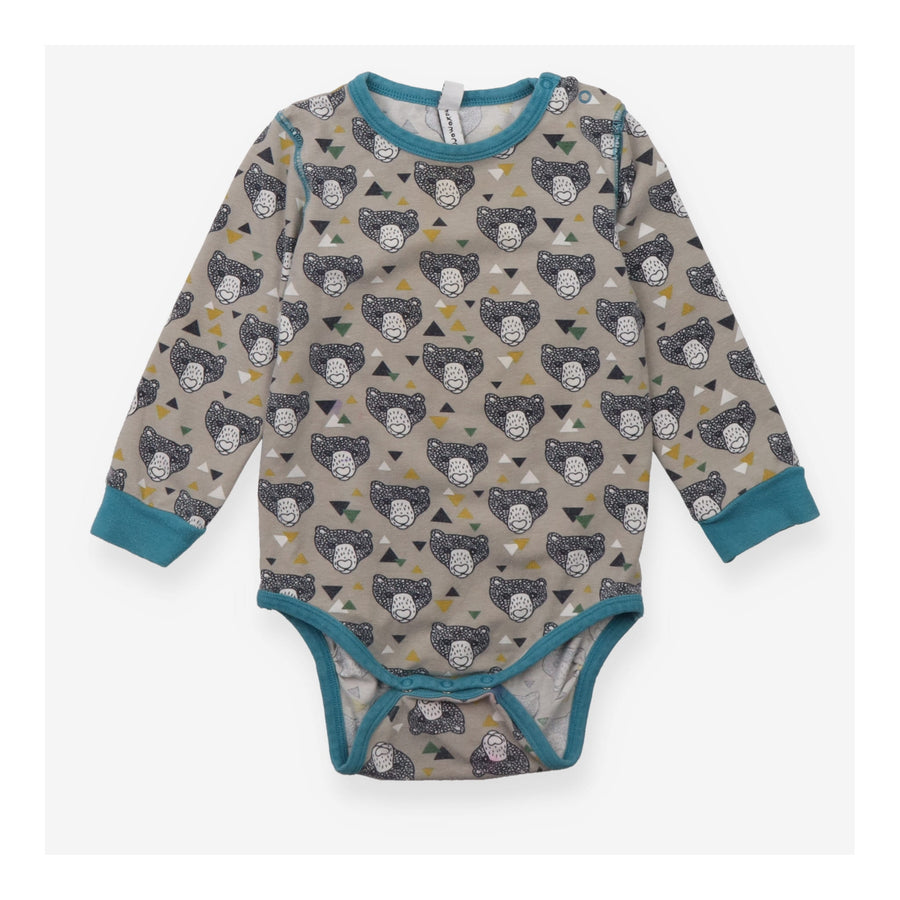 Bodysuit Long Sleeve Grey Bear Appliques