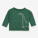 T-shirt long sleeve green dinosaur