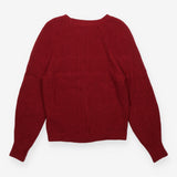 Merino Wool Blend Ribbed Crew Neck Jumper Burgundy