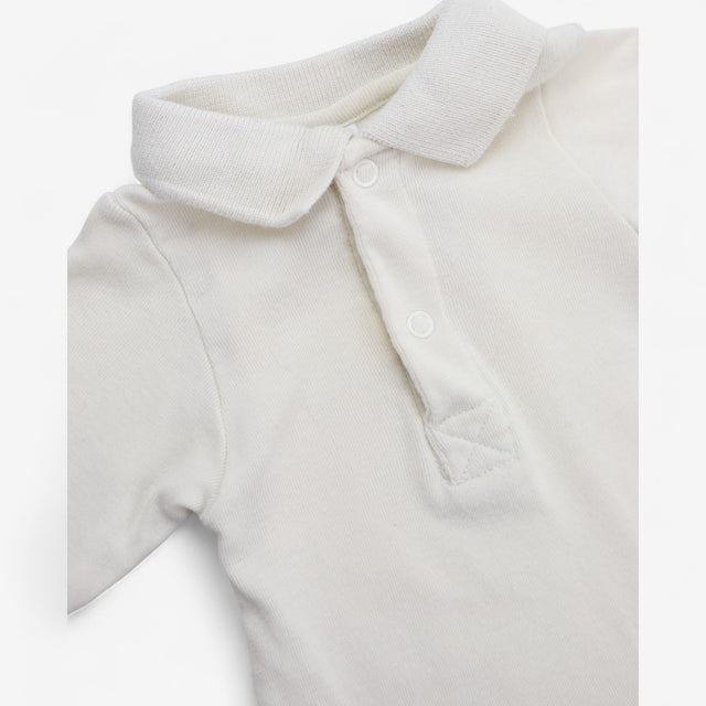 Cream Collared Long Sleeve Bodysuit