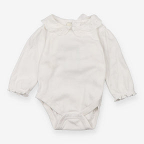Bodysuit white long sleeve broiderie anglaise