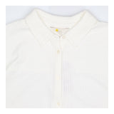 Shirt White Textured Cotton Button Front