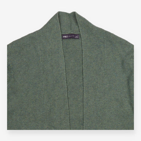 Longline Cardigan Sage Green Open Front Pockets