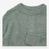 Knitted Jumper Laurel Green Mohair Wool Blend Cabl