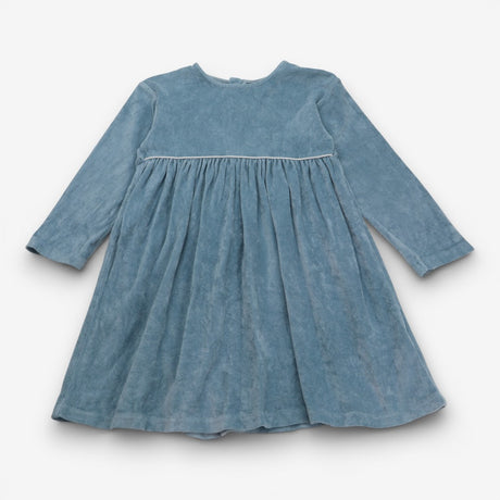 Blue velour long sleeve dress
