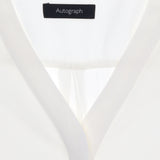 White V Neck Panel Front Blouse Long Sleeve