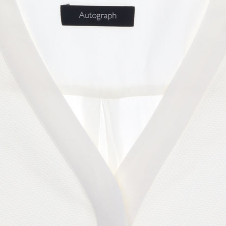 White V Neck Panel Front Blouse Long Sleeve