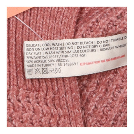 Cardigan Pink Open Front Chunky Knit Pocket