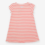 Dress short sleeves orange and white stripe 