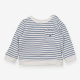 Blue Striped Sweatshirt with Bear Pockets