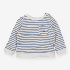 Blue Striped Sweatshirt with Bear Pockets