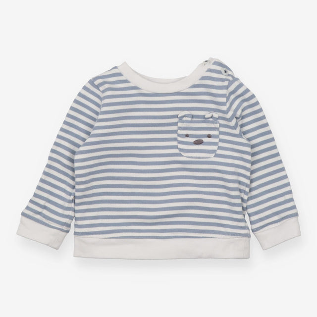 Blue Striped Sweatshirt with Bear Pockets