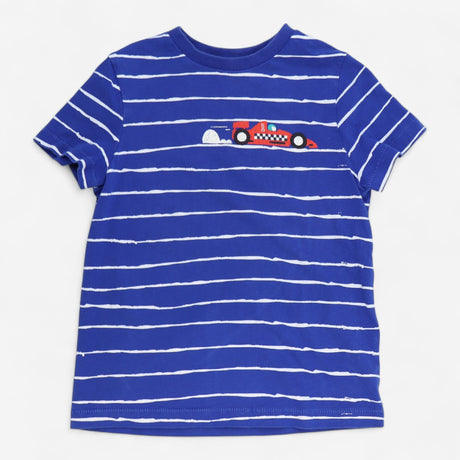 T-shirt blue with white stripes race car