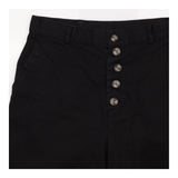 Black Cotton Stretch Wide Leg Button Fly Trousers