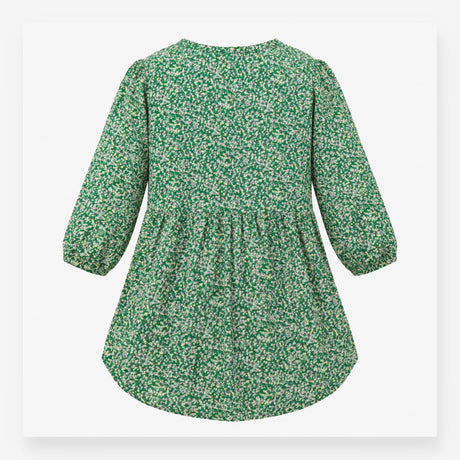 Dress Green Ditsy Floral Button Detail Midi
