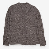 Blouse Black Cream Herringbone Long Sleeve Relaxed