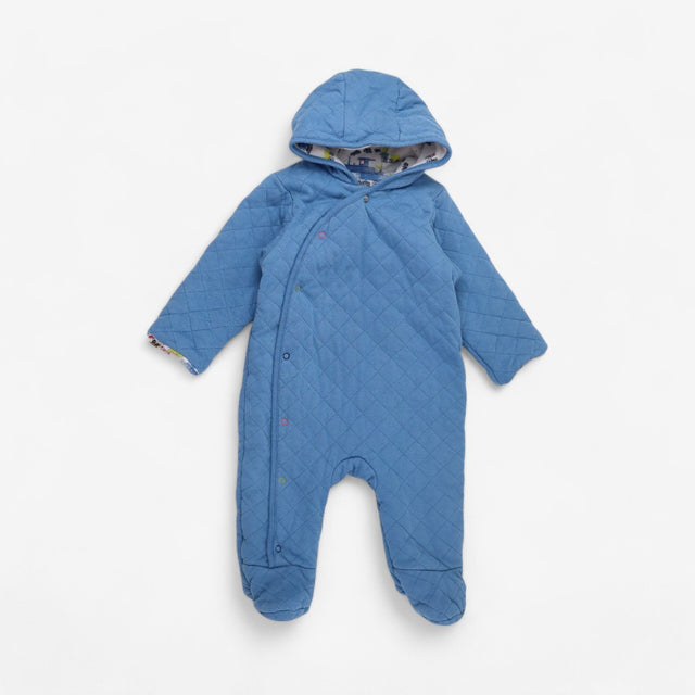 Quilted Pramsuit Blue Train