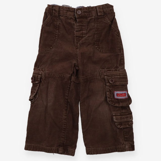 Brown Cord Cargo Trousers Striped Waistband