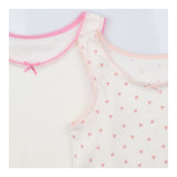 Cotton Vests Pink and White with Hearts 2-pack