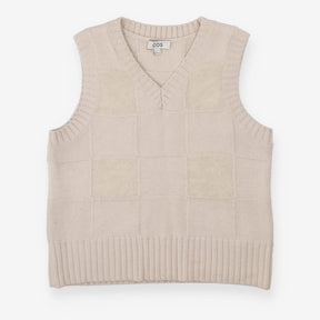 Textured v neck mohair knit vest