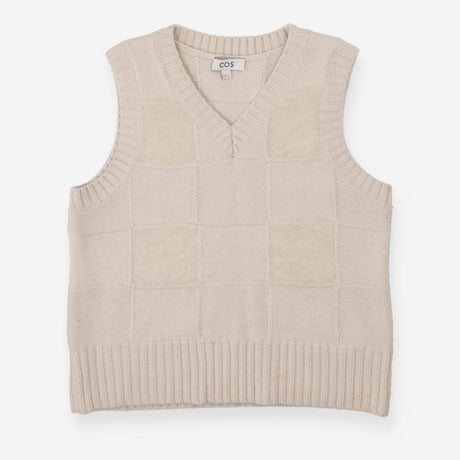 Textured v neck mohair knit vest