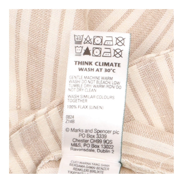 Linen Top Natural Beige White Stripe Relaxed Short