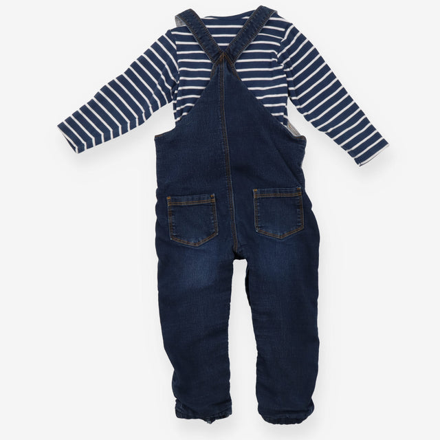 Dungaree denim and long sleeves bodysuit navy