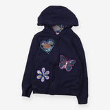 Hoodie Navy Sequin Heart, Flower and Butterfly