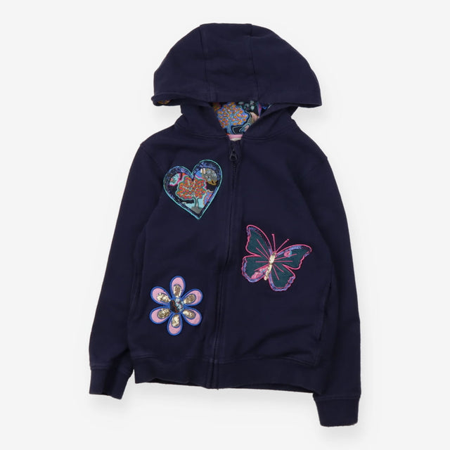 Hoodie Navy Sequin Heart, Flower and Butterfly
