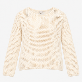 Jumper Cream Open Knit Slouchy Lightweight Cotton 