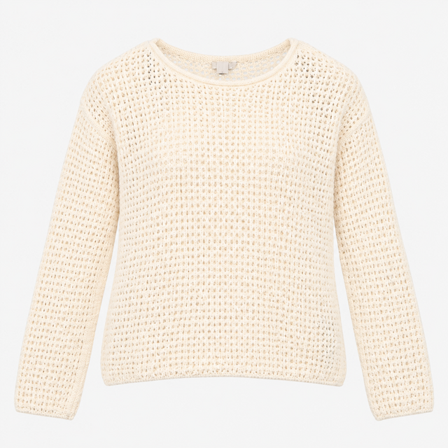 Jumper Cream Open Knit Slouchy Lightweight Cotton 