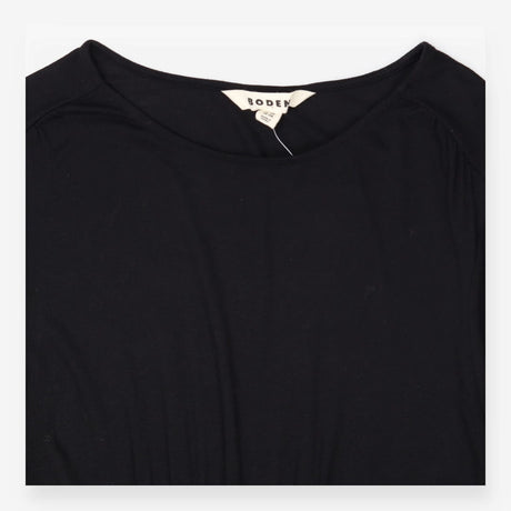 Long Sleeve Jersey Dress – Black, Cinched Waist