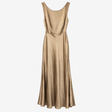 Champagne Satin Cowl Back Maxi Bridesmaid Dress
