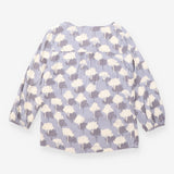 Tree Print Blouse Grey Ivory Viscose 3/4 Sleeve