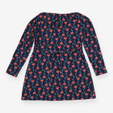 Henley Top Navy Red Floral Organic Cotton