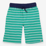 Green and white stripe jersey shorts