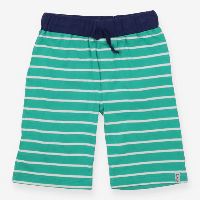 Green and white stripe jersey shorts