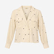 Cream Ecru Black Little Polka Dot 100% Viscose Lap
