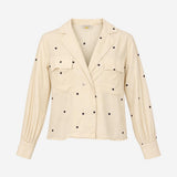 Cream Ecru Black Little Polka Dot 100% Viscose Lap